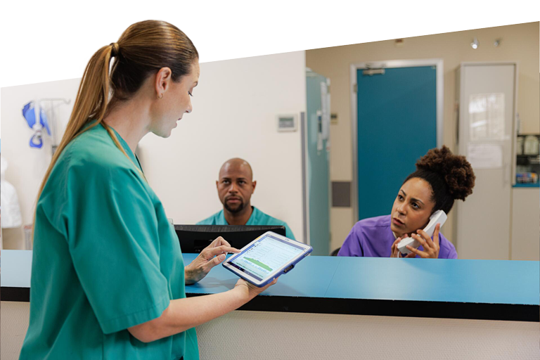 Nurses using secure Android Zebra ET45 tablet 