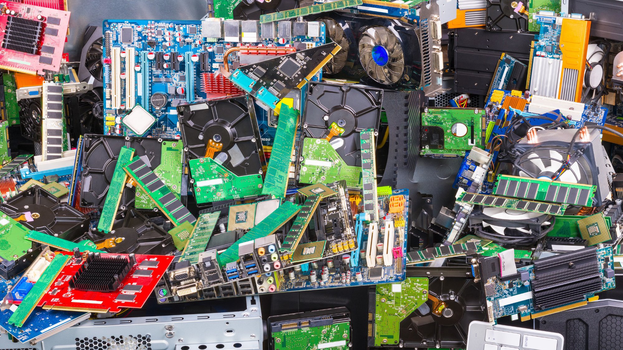 Pile of e-waste