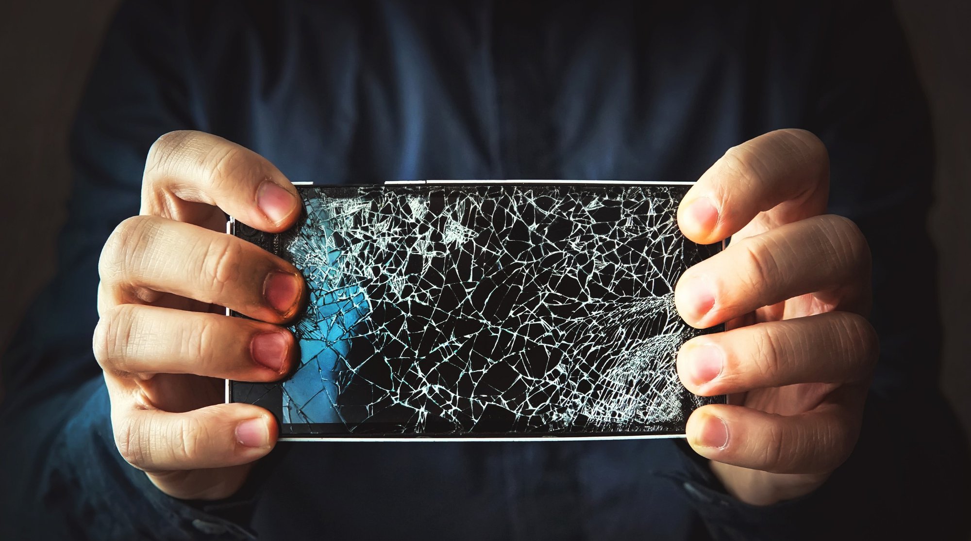 Broken phone showing mobile rugged phone cases don't work